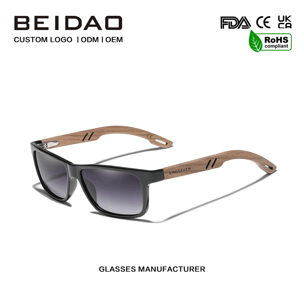 ຄລາສິກສີດໍາ Walnut TR90 ແວ່ນຕາກັນແດດສໍາລັບຜູ້ຊາຍແມ່ຍິງ