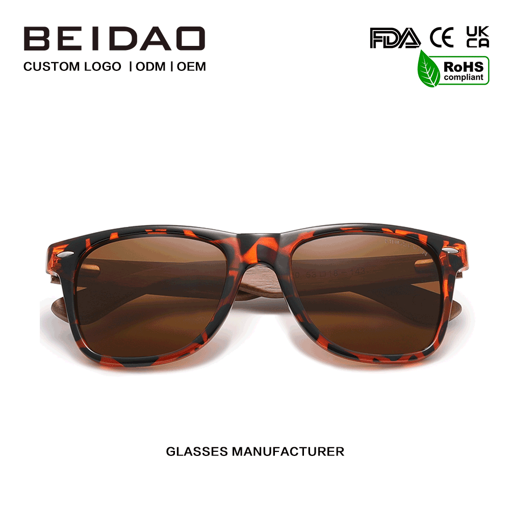 ຄລາສິກ Walnut ຕ້ານການສະທ້ອນແສງ Retro Leopard ແວ່ນຕາກັນແດດ
