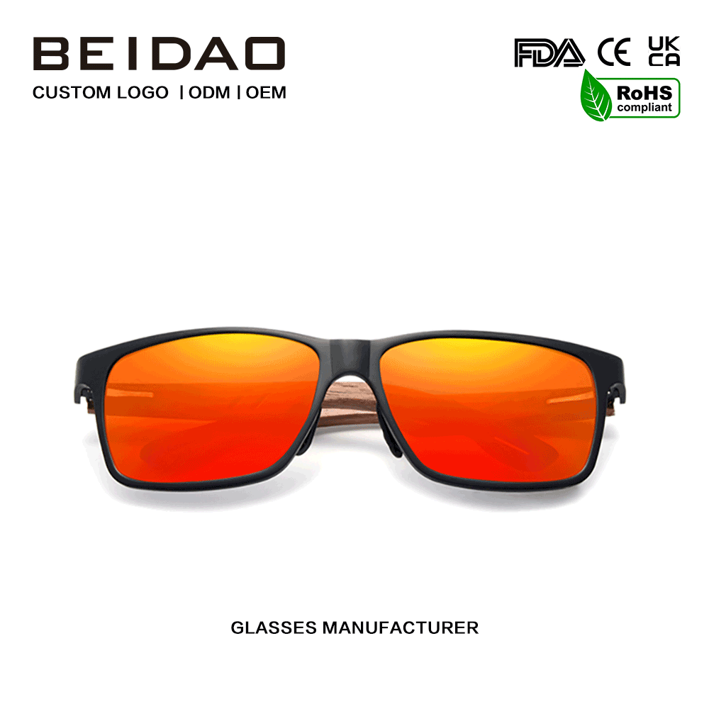 ແວ່ນຕາກັນແດດ Polarized Anti-Radiation Sunglasses ທີ່ເຮັດດ້ວຍໄມ້ດ້ວຍມື