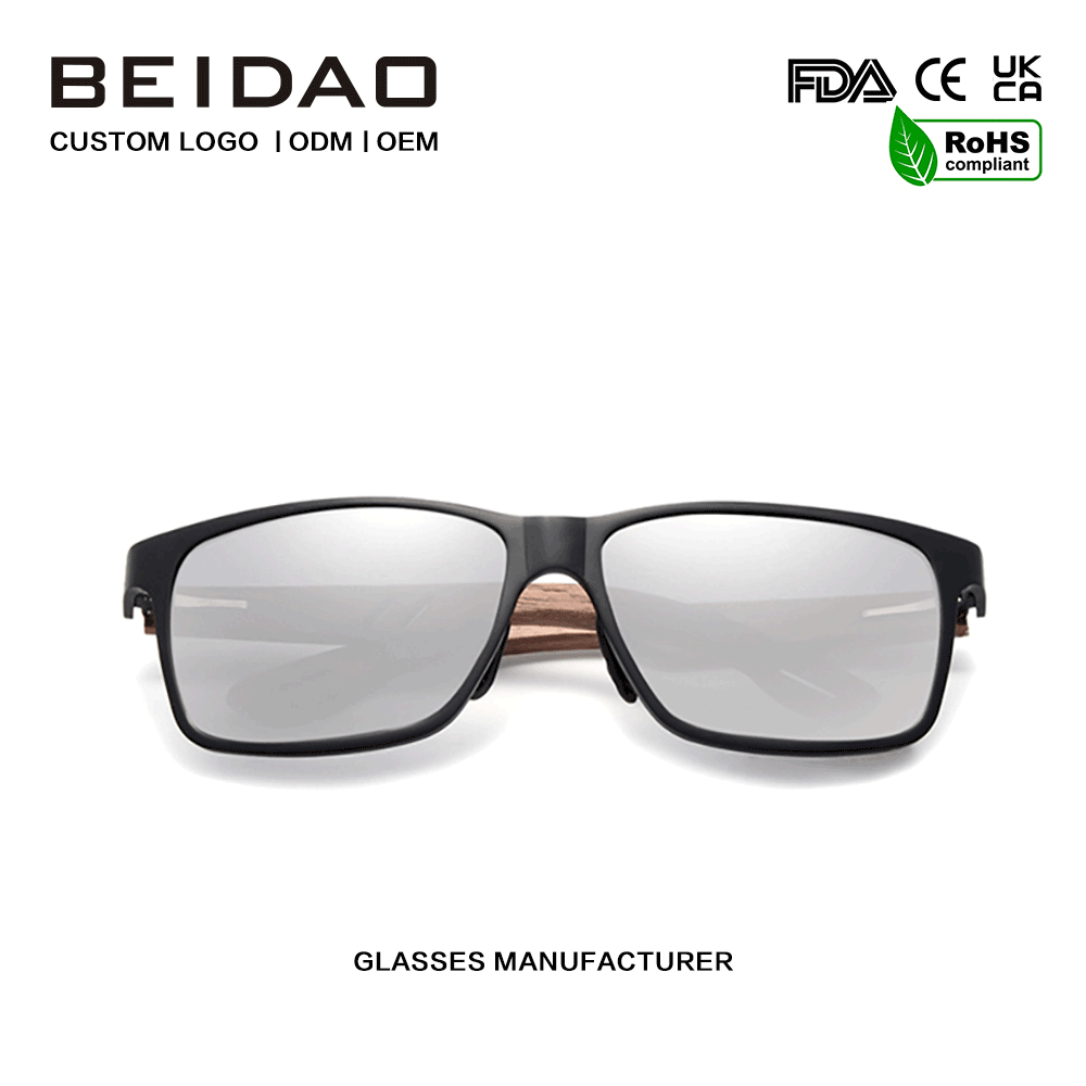 ແວ່ນຕາກັນແດດ Polarized TR90 ທີ່ເຮັດດ້ວຍໄມ້ດ້ວຍມືຂອງຜູ້ອອກແບບ