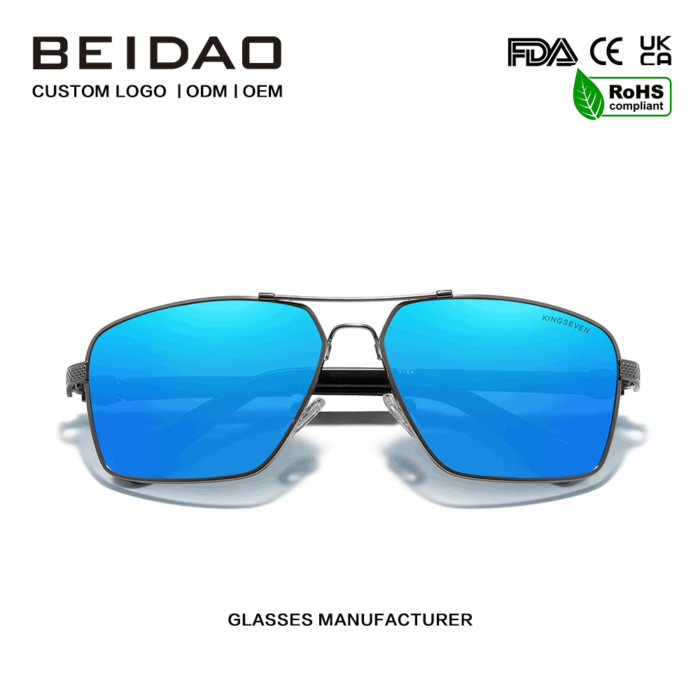 ແວ່ນຕາກັນແດດ Square Blue Lens ຄຸນນະພາບສູງ ຂັບລົດກາງແຈ້ງ