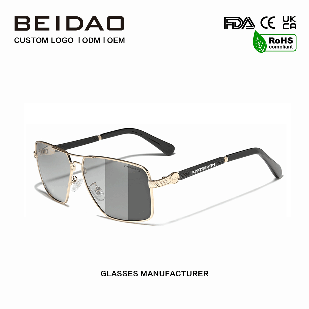 ຄຸນະພາບສູງ Square Photochromic lenses ແວ່ນຕາກັນແດດຂັບລົດກາງແຈ້ງ