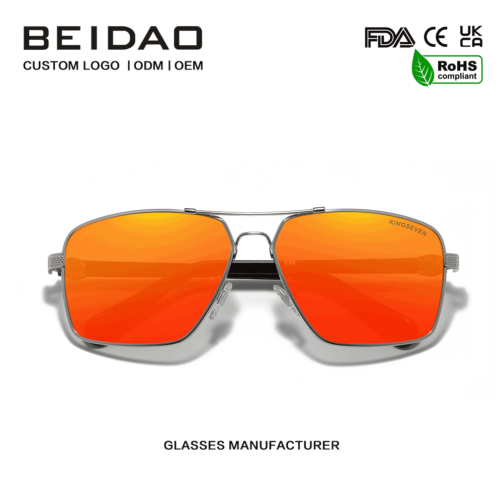 ແວ່ນຕາກັນແດດ Square Red Lens ຄຸນະພາບສູງ ຂັບລົດກາງແຈ້ງ