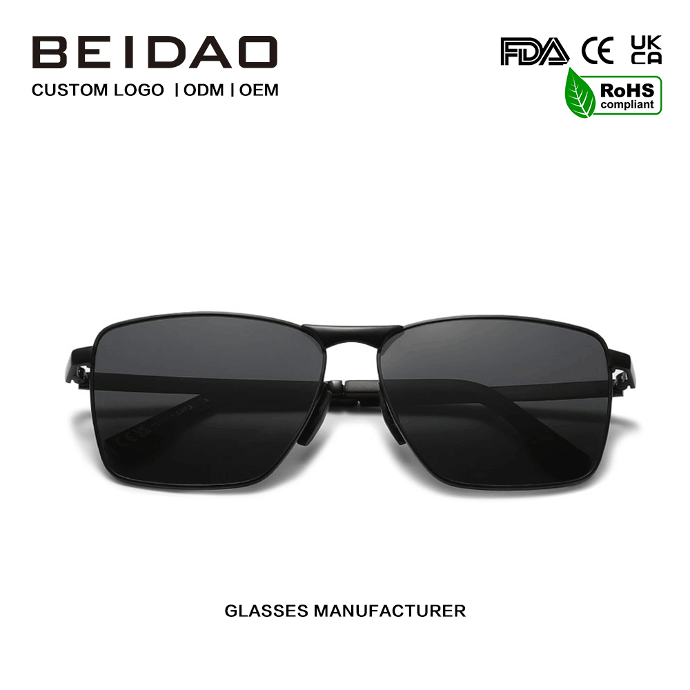 Luxury Alloy Square UV400 ແວ່ນຕາກັນແດດ Polarization