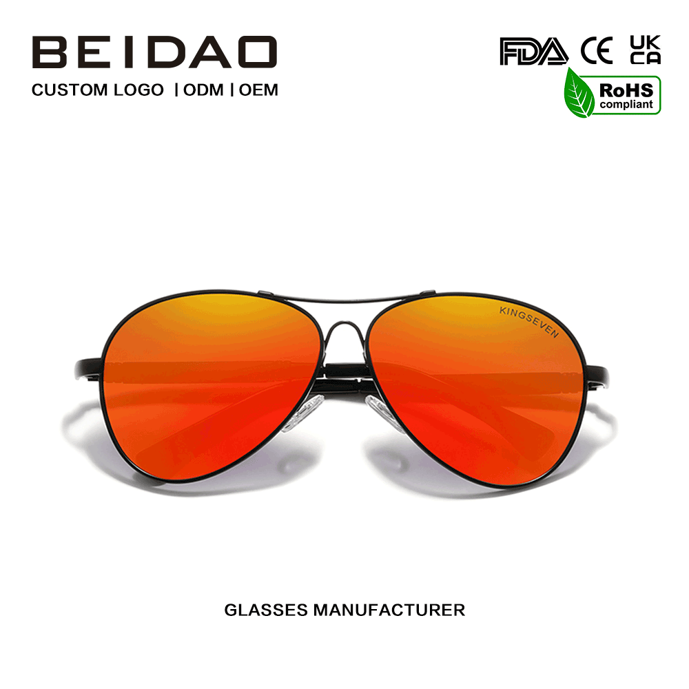Modern Polarized Red Lens Alloy Frame ແວ່ນກັນແດດຂັບລົດ