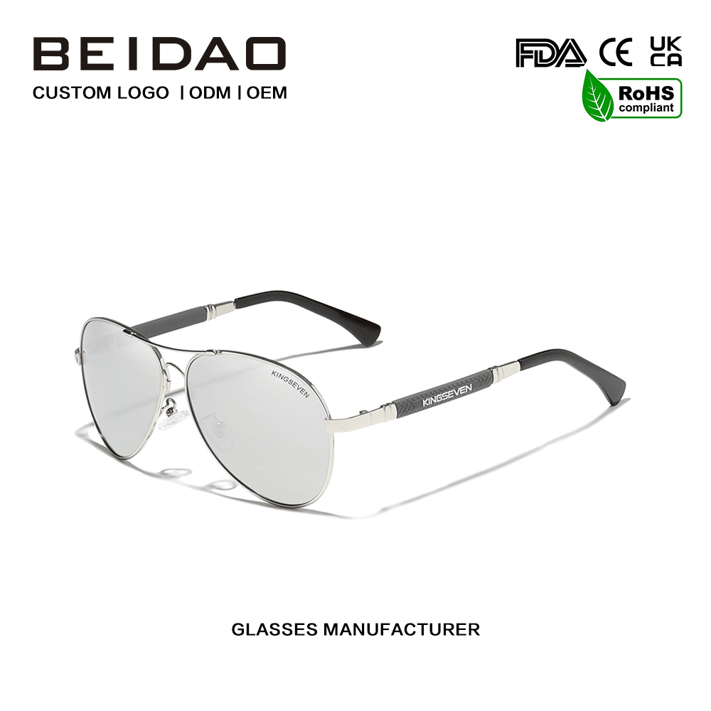 Modern Polarized Silver Lens Alloy Frame ແວ່ນກັນແດດຂັບລົດ