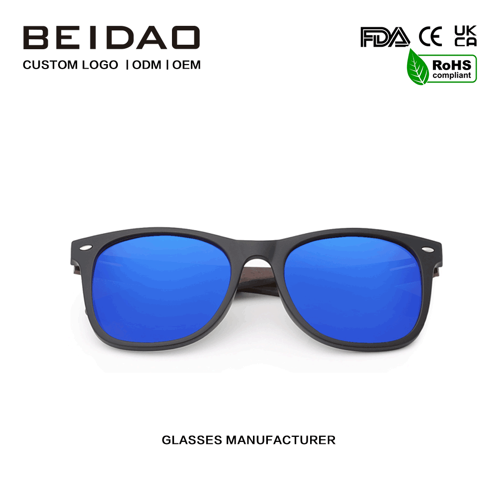 Unisex Blue Wooden Walnut TR90 Sunglasses Sunglasses Holiday Driving